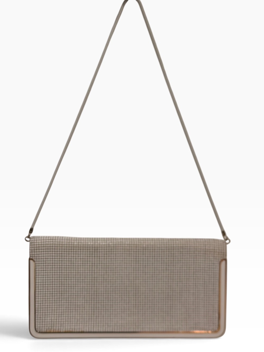 Vintage Glomesh White Tiles Silver Mesh Convertible Clutch / Shoulder Bag